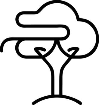 Tree line art with abstract shaped crown on small hill vector