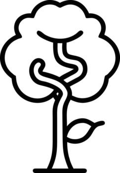 árbol contorno icono con dólar firmar rama y soltero hoja sencillo estilo vector