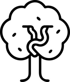Tree outline illustration with vines in simple line art style vector