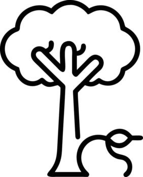 Tree outline with roots icon, minimal forest element for logo design vector