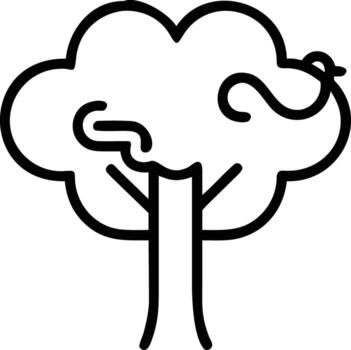 Tree trunk with cloudshaped foliage in outline style, nature illustration for design vector
