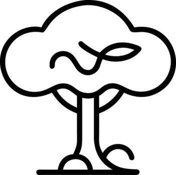 Tree with abstract leaves in minimalist line art style vector