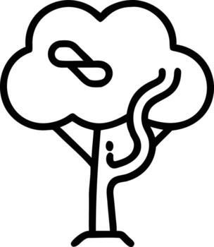 árbol con serpiente ilustración en contorno Arte estilo para diseño vector