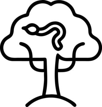 Tree with snake outline, garden, simple design, element vector