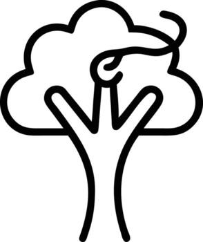 Tree with twining branch line art style illustration for web vector