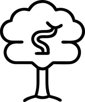 Tree with winding snake line art in minimalist design vector