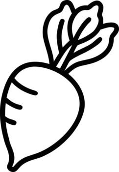 Turnip outline icon, vegetable root with leaves, simple drawing style for logo design and print vector