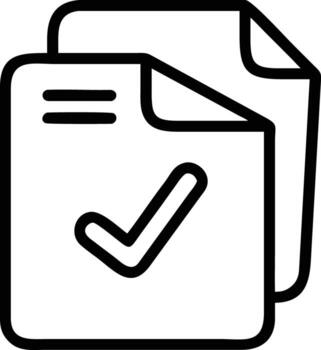 Two document pages with checkmark outlined, approval icon simple design vector