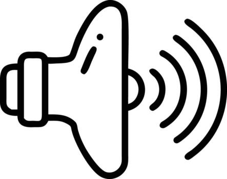 Volume speaker icon illustration with sound waves in line art style for design projects vector