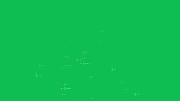 matematik ekvationer rörelse täcka över animering med symboler och grafer flytande slumpvis på grön skärm. 4k animerad formel täcka över för kreativ tänkande, matematik visualisering, och bakgrund effekt video