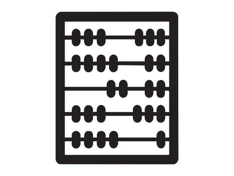 Black silhouette of abacus with beads, isolated on white background, tool for counting. concept of mathematics, calculation, educational tool, icon, logo, design element vector