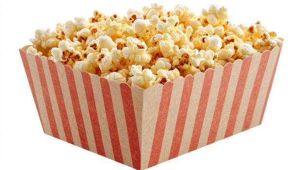 Popcorn in a striped container photo