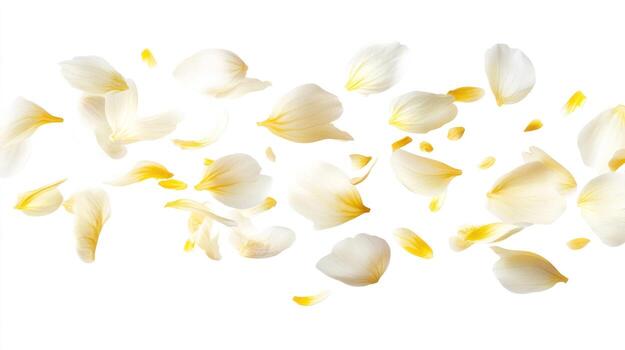 Delicate petals in motion against a white background photo