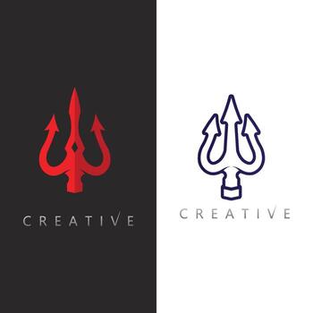Powerful Trident Logo Design with Sharp Edges and Royal Mythological Weapon Symbol vector