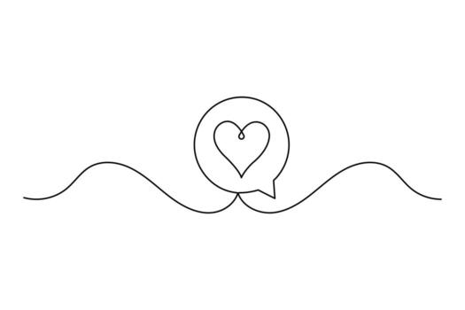 One line drawing of speech bubble icon in simple abstract minimal outline isolated illustration vector