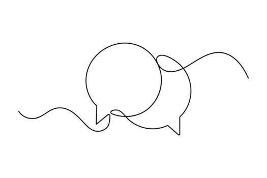 Continuous line art of speech bubble shape in minimal elegant outline isolated on plain white vector