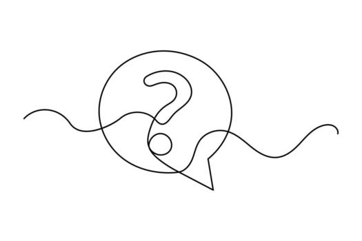 Continuous single line drawing of dialogue bubble icon in minimal sketch style on white vector