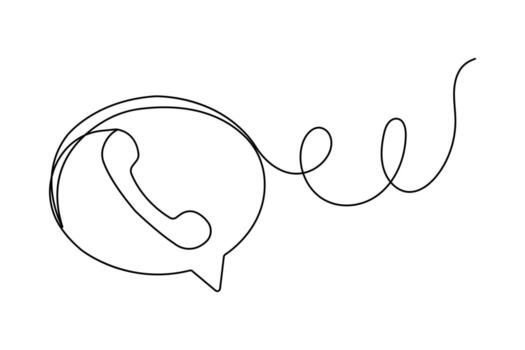 Minimal continuous line artwork of speech bubble icon isolated in simple outline on white background vector