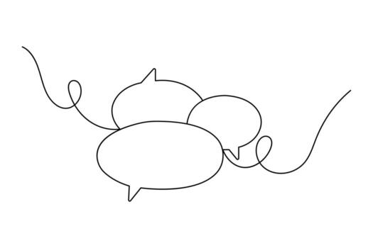 Minimal continuous one line sketch of speech bubble outline in elegant clean style on white vector
