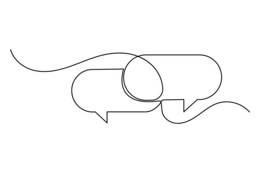 One line drawing of speech bubble outline in elegant minimalist design isolated on white surface vector
