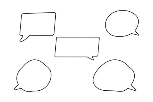 Single line art drawing of speech bubble outline in simple minimalist style isolated on white vector