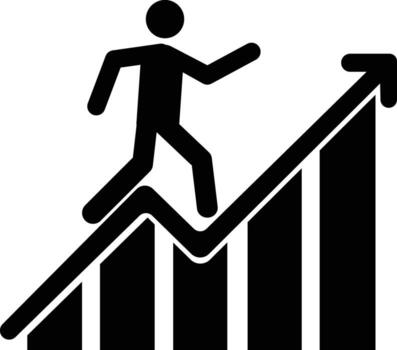 Very Useful Icon of Graph for Web and Mobile. business man climbing up the graph icon. . Eps10. vector