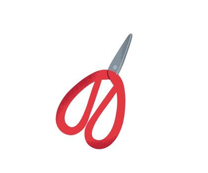 Red scissors isolated on white background. Simple hand drawn illustration of crafting tool for hobby, sewing and handmade projects. vector