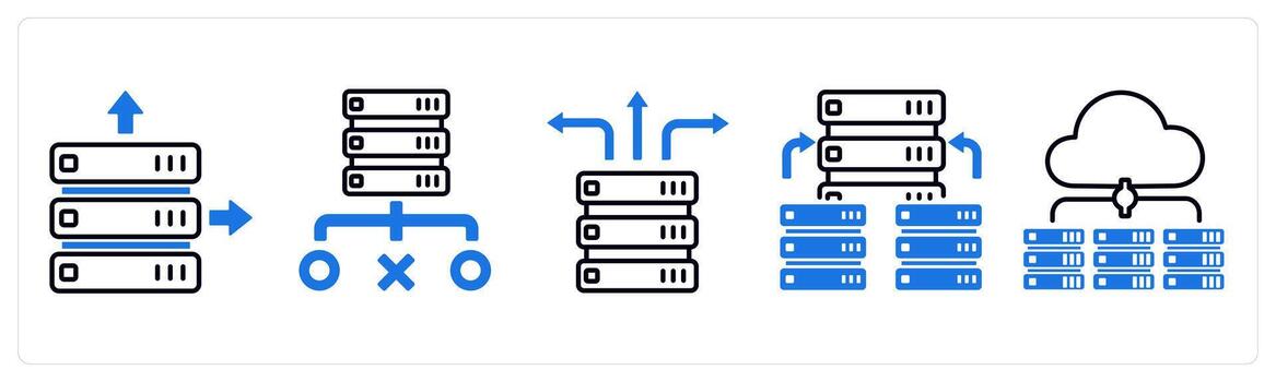 un conjunto de 5 5 mezcla íconos como base de datos servidor, base de datos almacenamiento, servidor conectividad en azul color vector