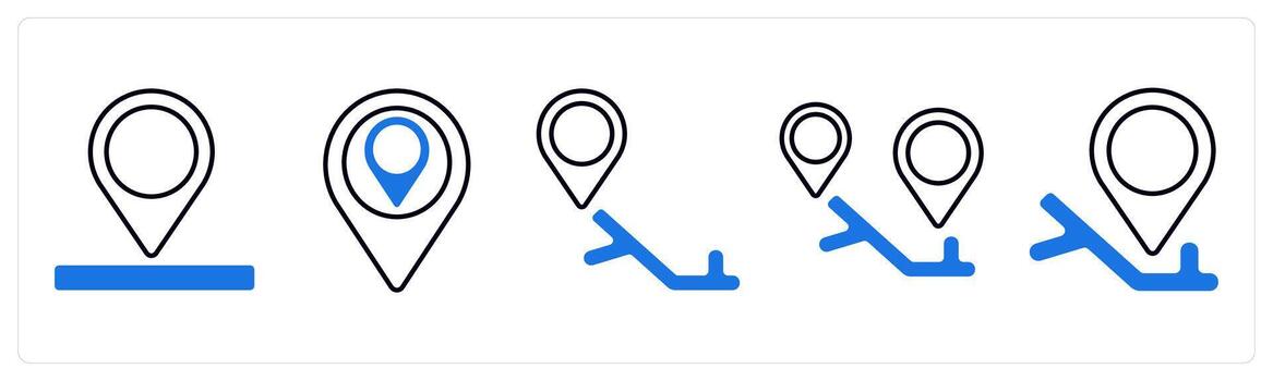 A set of 5 mix icons as pin, navigation, location in blue color vector