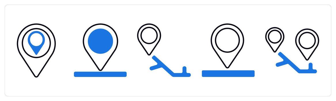 un conjunto de 5 5 mezcla íconos como navegación, ubicación, alfiler en azul color vector