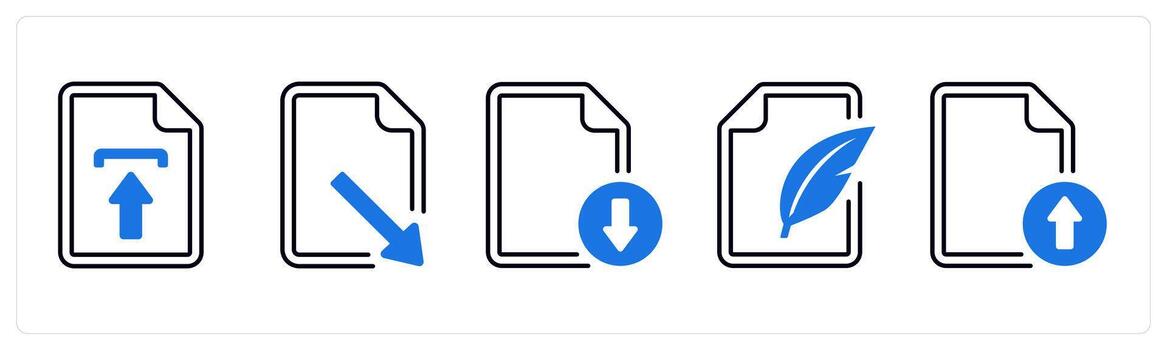 un conjunto de 5 5 mezcla íconos como subir, descargar, componer en azul color vector