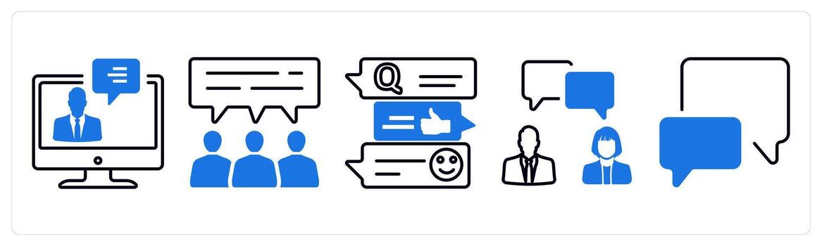 un conjunto de 5 5 mezcla íconos como bloguero, usuario comentario, encuesta en azul color vector