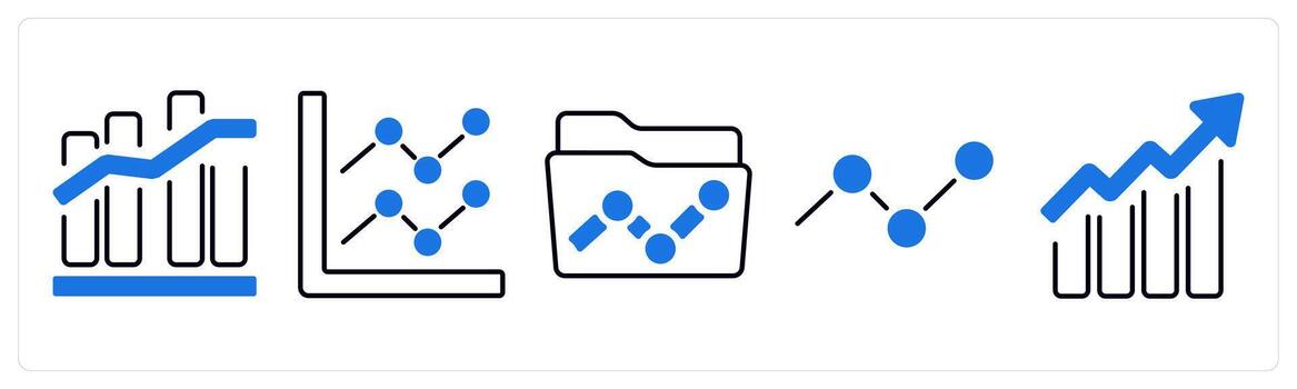 A set of 5 mix icons as graph, diagram, diagram folder in blue color vector