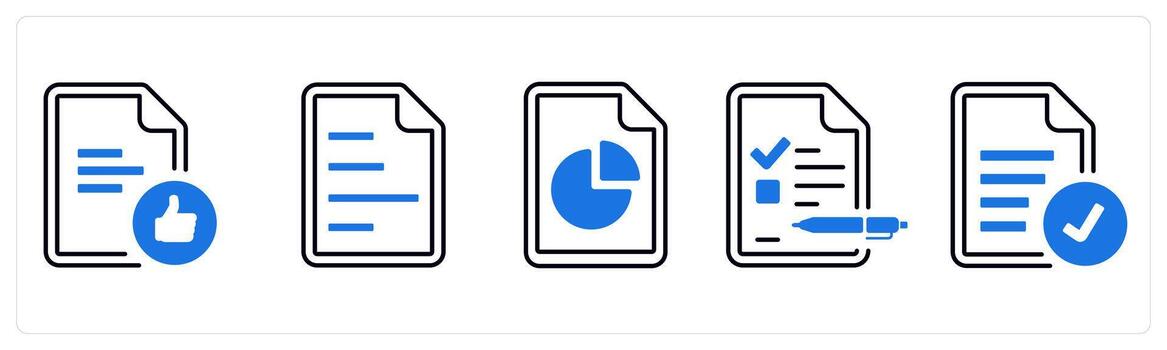 A set of 5 mix icons as approved document, content document in blue color vector