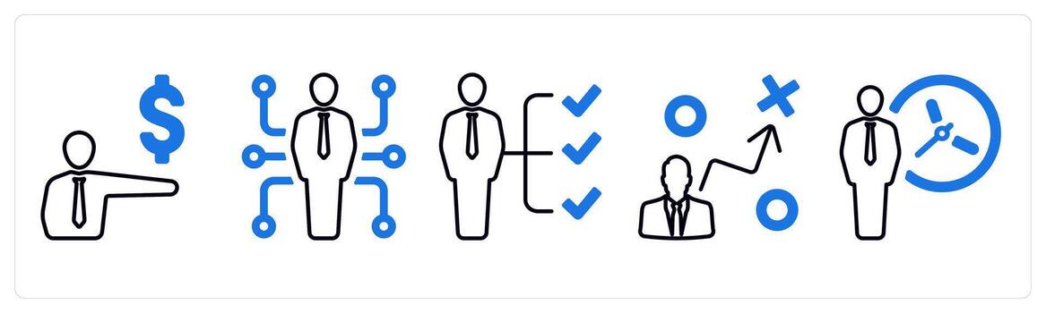 A set of 5 mix icons as audit, potential, skills in blue color vector