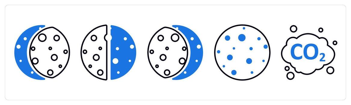 A set of 5 mix icons as lunar eclipse, eclipse, solar eclipse in blue color vector