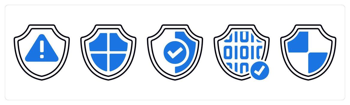 A set of 5 mix icons as warning, security, data privacy in blue color vector