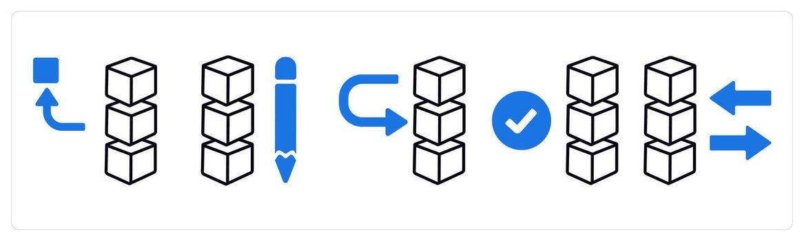 un conjunto de 5 5 mezcla íconos como eliminar pila, editar conducir datos, servidor en azul color vector