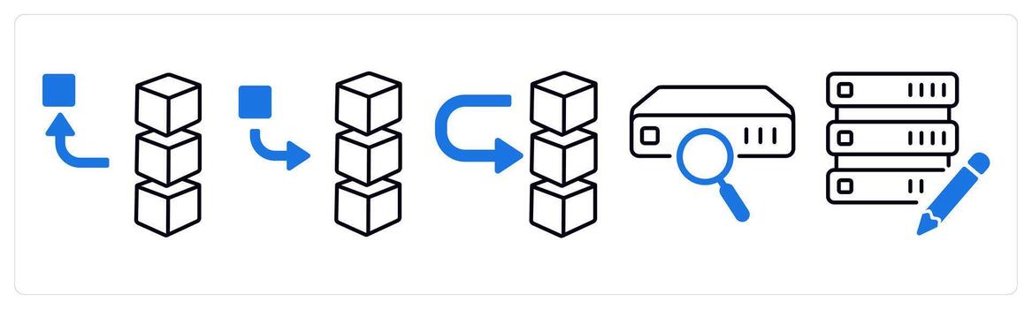 un conjunto de 5 5 mezcla íconos como eliminar pila, añadir pila, moverse conducir datos en azul color vector
