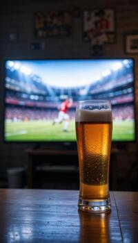 Enjoying the Game Fresh Beer Glass and Stadium Action photo