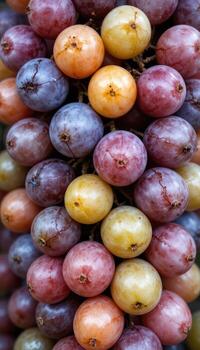 Vibrant Close-up of Multi-Colored Grapes Fruit Pattern photo