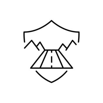 Road with Mountains and Shield Symbol for Interface, Posts, Advertisements, Various Cards vector