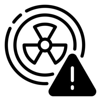 A stark, minimalist depiction of a radiation symbol accompanied by a warning triangle, embodying the concepts of hazard, caution, and the potential dangers associated with radioactivity. vector