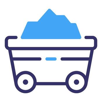 A symbolic illustration of a mine cart filled with raw minerals, symbolizing the core elements of the mining and resources industry. vector
