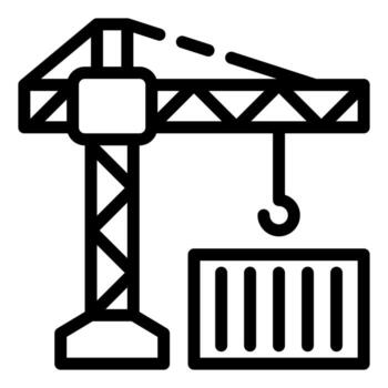 Construction crane, an illustration of a construction crane lifting a cargo container, set against an empty canvas background, symbolizing growth, progress, and industry vector