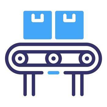 moderno transportador sistema eficientemente transportes bienes, simbolizando automatizado flujo de trabajo y industrial precisión. minimalista icono de tecnológico innovación. vector