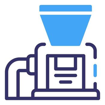 An isolated, illustrative depiction of a industrial machine, showcasing its components and function. A simplified, colorful illustration of a machine. vector