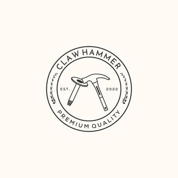 Basic RGBclaw hammer chisel line art logo minimalist illustration design, claw hammer and concrete chisel symbol design vector