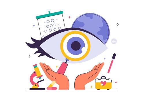 Flat of World Sight Day on October 10 with Vision Test and Eye Health Concept vector