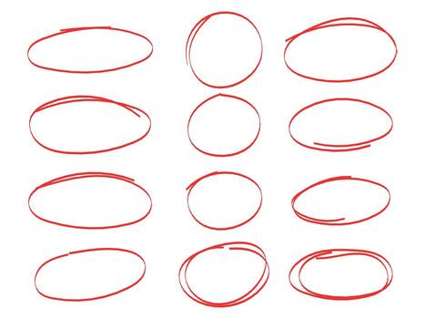 Selection of highlights circle, set of pen brushes highlight vector